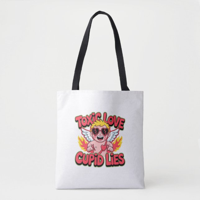 Toxic Love – Cupid Lies Dark Aesthetic Tote Bag (Front)