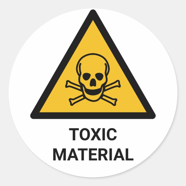 Toxic Material Warning, Caustic Chemical Classic Round Sticker (Front)