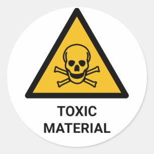 Toxic Material Warning, Caustic Chemical Classic Round Sticker