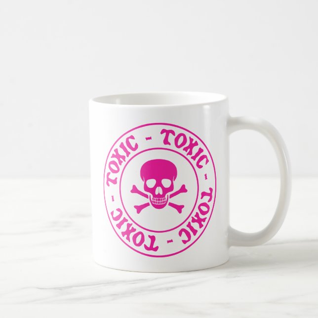 Toxic Pink Skull and Crossbones Coffee Mug (Right)
