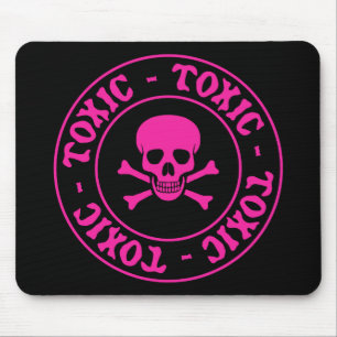 Toxic Pink Skull and Crossbones Mouse Mat