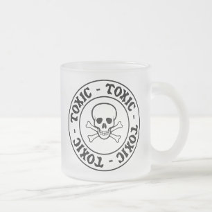 Toxic Skull and Crossbones Frosted Glass Coffee Mug
