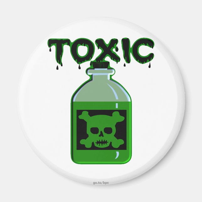 Toxic Skull and Crossbones Green Poison Bottle Magnet (Front)