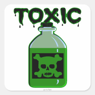 Toxic Skull and Crossbones Green Poison Bottle Square Sticker