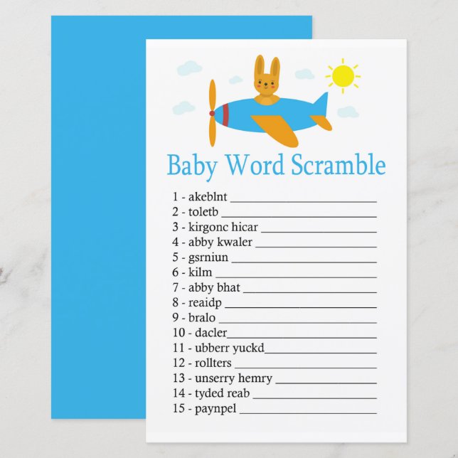 Toy aircraft Baby word scramble game (Front/Back)