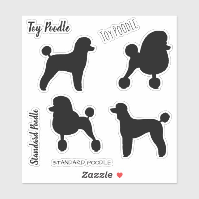 Toy and Standard Poodle Silhouettes Sticker Set (Sheet)