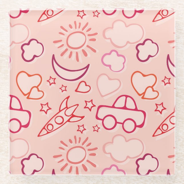 toy background glass coaster (Front)