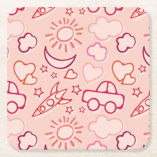toy background square paper coaster (Front)