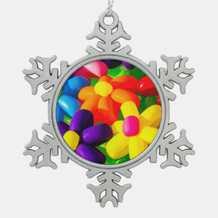 Toy Balloon Flowers Snowflake Pewter Christmas Ornament