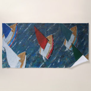 Toy boats beach towel