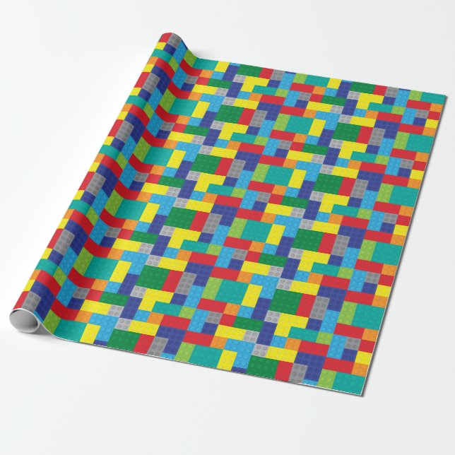 Toy Bricks Building Blocks Wrapping Paper (Unrolled)