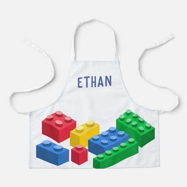 Toy building bricks colourful kids apron (Front)