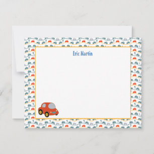Toy Car Derby - Personalised Stationery Note Card