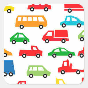 toy car pattern - automobile illustration square sticker