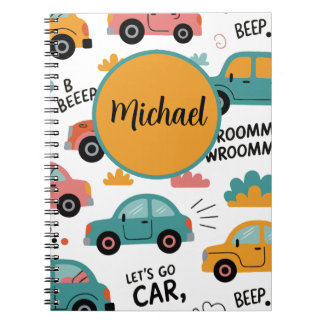 Toy Cars Spiral Notebook, Michael Notepad for Kids Notebook