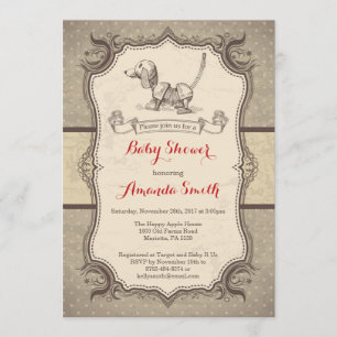 Toy Dog Baby Shower Invitation Vintage Retro