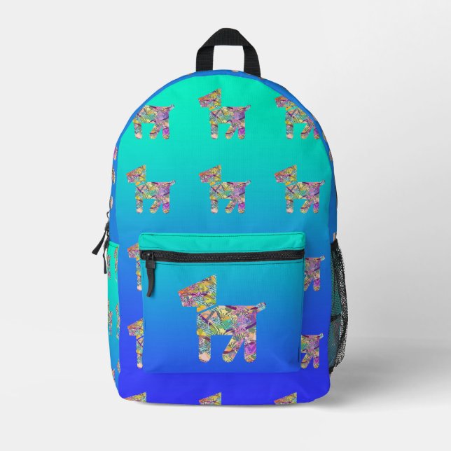 Toy Dogs Kids Aqua Blue  Printed Backpack (Front)