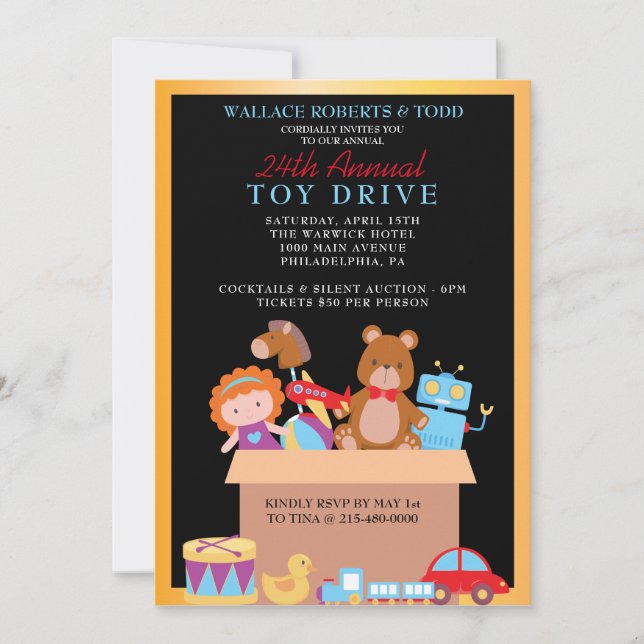 TOY DRIVE Auction Corporate Gala Fundraiser Invitation (Front)