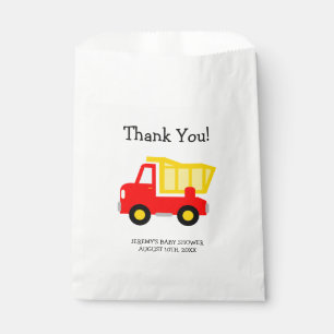 Toy dump truck boys baby shower party favour bags