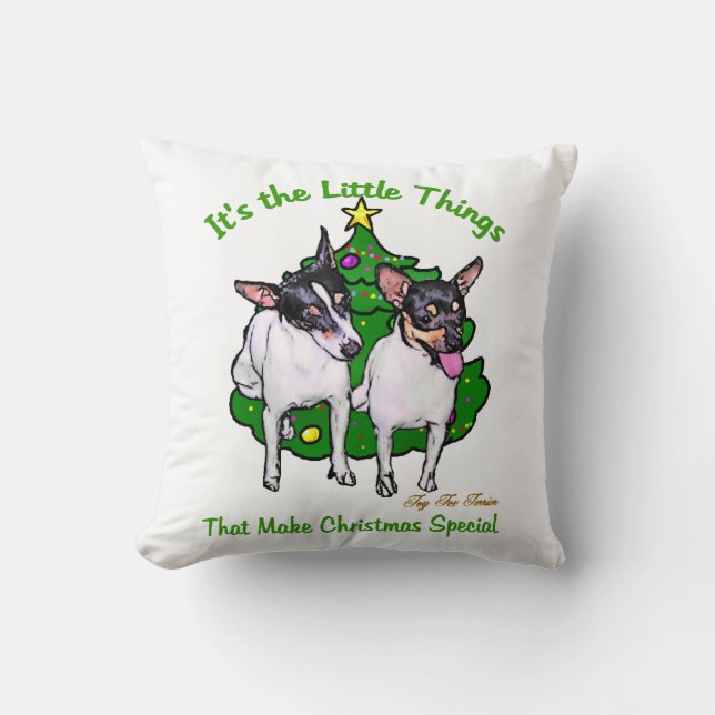 Toy Fox Terrier Christmas Cushion (Front)