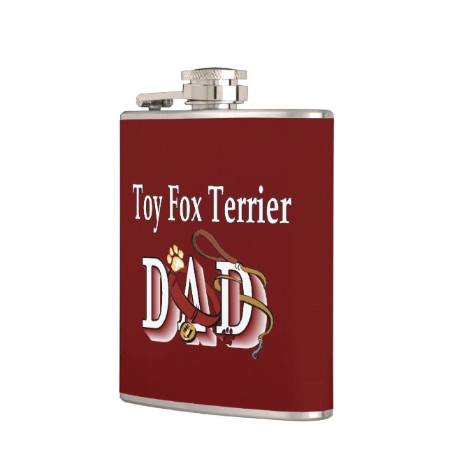 Toy Fox Terrier Dad Gifts Hip Flask (Left)