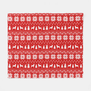 Toy Fox Terrier Dog Silhouettes Christmas Holiday Fleece Blanket