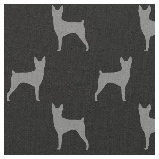 Toy Fox Terrier Dog Silhouettes Patterned Fabric (Close Up)