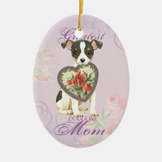 Toy Fox Terrier Heart Mum Ceramic Tree Decoration (Front)