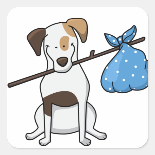 toy fox terrier hobo cartoon square sticker (Front)