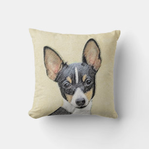 Toy Fox Terrier Painting - Cute Original Dog Art Cushion