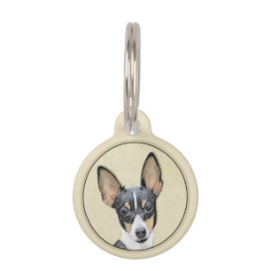 Toy Fox Terrier Painting - Cute Original Dog Art Pet Tag