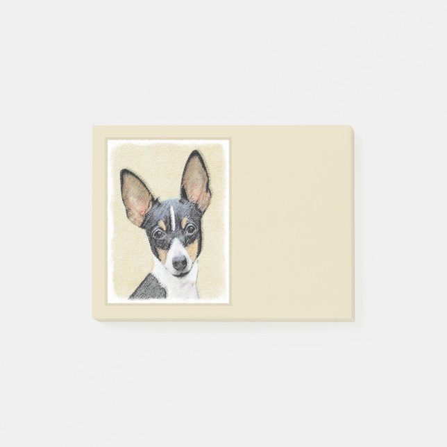 Toy Fox Terrier Painting - Cute Original Dog Art Post-it Notes (Front)