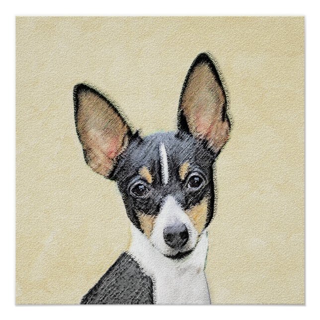 Toy Fox Terrier Painting - Cute Original Dog Art Poster (Front)