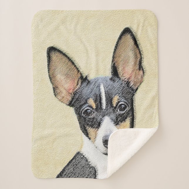 Toy Fox Terrier Painting - Cute Original Dog Art Sherpa Blanket (Front)