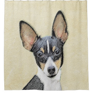 Toy Fox Terrier Painting - Cute Original Dog Art Shower Curtain
