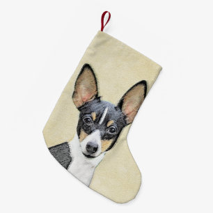 Toy Fox Terrier Painting - Cute Original Dog Art Small Christmas Stocking