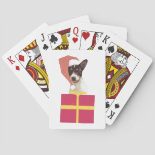 Toy Fox Terrier Santa Hat Playing Cards