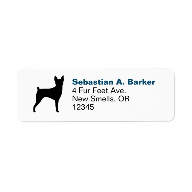 Toy Fox Terrier Silhouette Return Address Custom (Front)