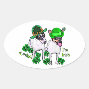 Toy Fox Terrier St Pattys Oval Sticker