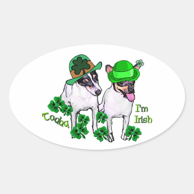 Toy Fox Terrier St Pattys Oval Sticker (Front)