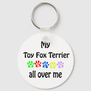 Toy Fox Terrier Walks Design Key Ring