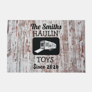 Toy Haulier Doormat with Barnwood Background
