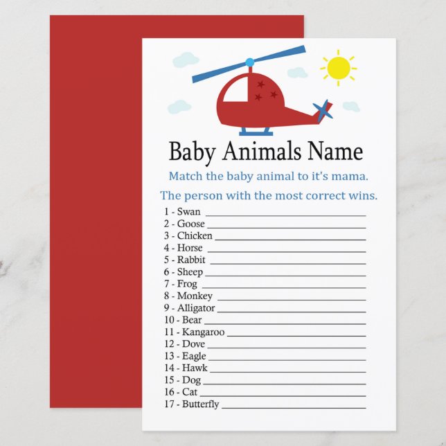 Toy helicopter Baby Animals Name Game (Front/Back)