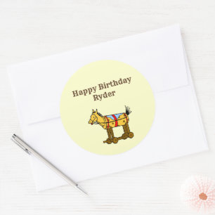 Toy Horse Vintage Art Editable Western Classic Round Sticker