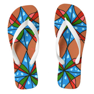 "Toy Kite and Pinwheel" abstract flip flops. Flops