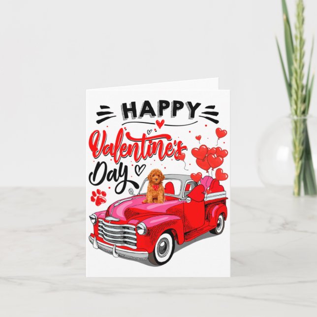 Toy Odle Heart Red Truck Happy Valentine Day Dog  Card (Front)