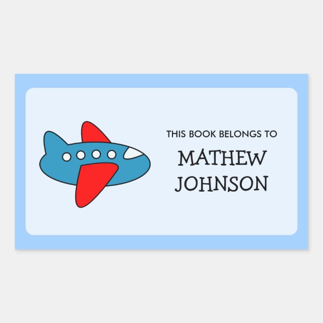 Toy plane book label stickers | School supplies (Front)
