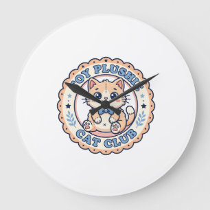 Toy Plushie Cat Cute Cat T-Shirt Design - Toy Plus Large Clock