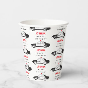 Toy Police Car Custom Name Kids Birthday  Paper Cups