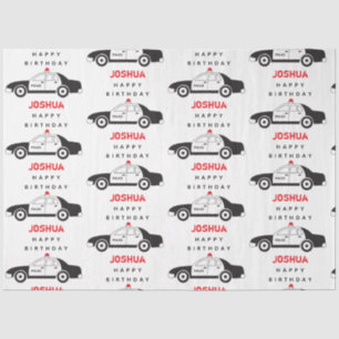 Toy Police Car Custom Name Kids Birthday Tissue Paper